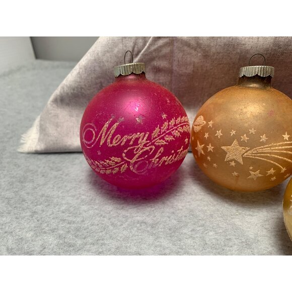 Vintage Christmas Ornament Set Assorted Designs Colors Retro Glass Baubles Holid - Picture 6 of 14